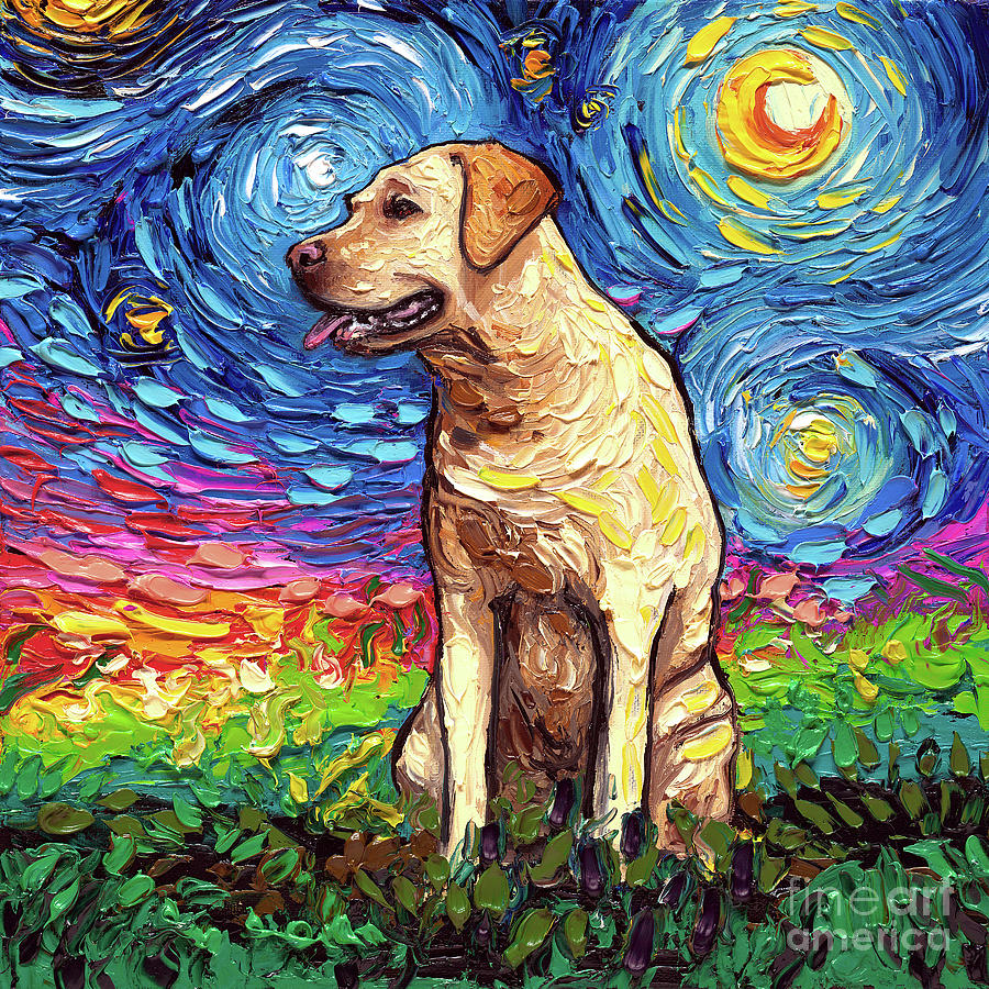 starry night pitbull painting