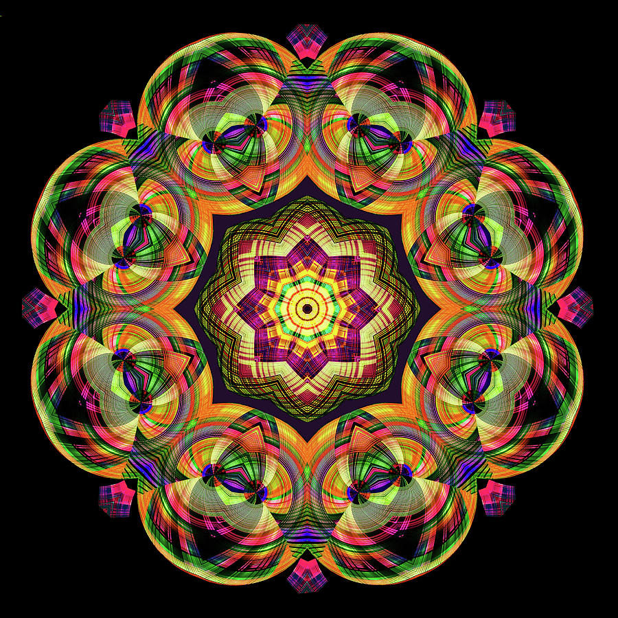 Mandala Digital Art - Yellow Lace Mandala by Grace Iradian
