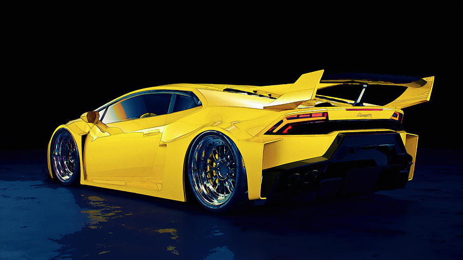 Yellow Lamborghini Huracan Lb 2 Rear View -- Modern Cars Poster