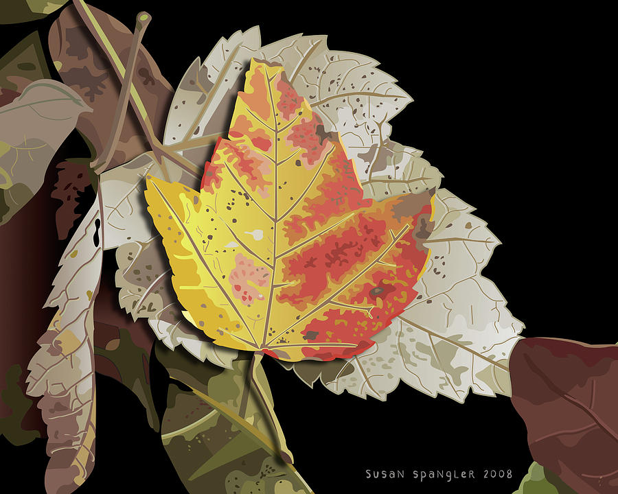 Yellow leaf Painting by Susan Spangler