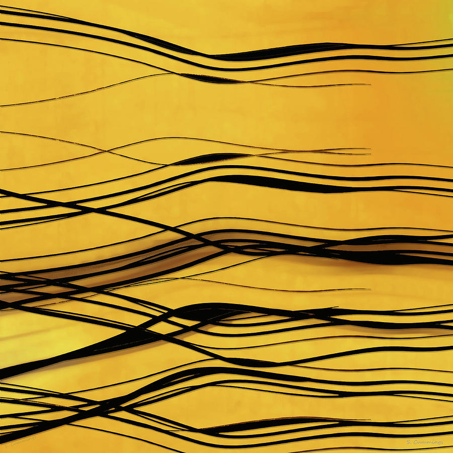 Yellow Life Lines Abstract Art Painting by Sharon Cummings