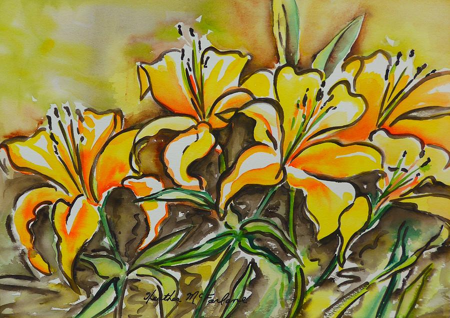 Yellow Lilies Painting by Heather McFarlane-Watson