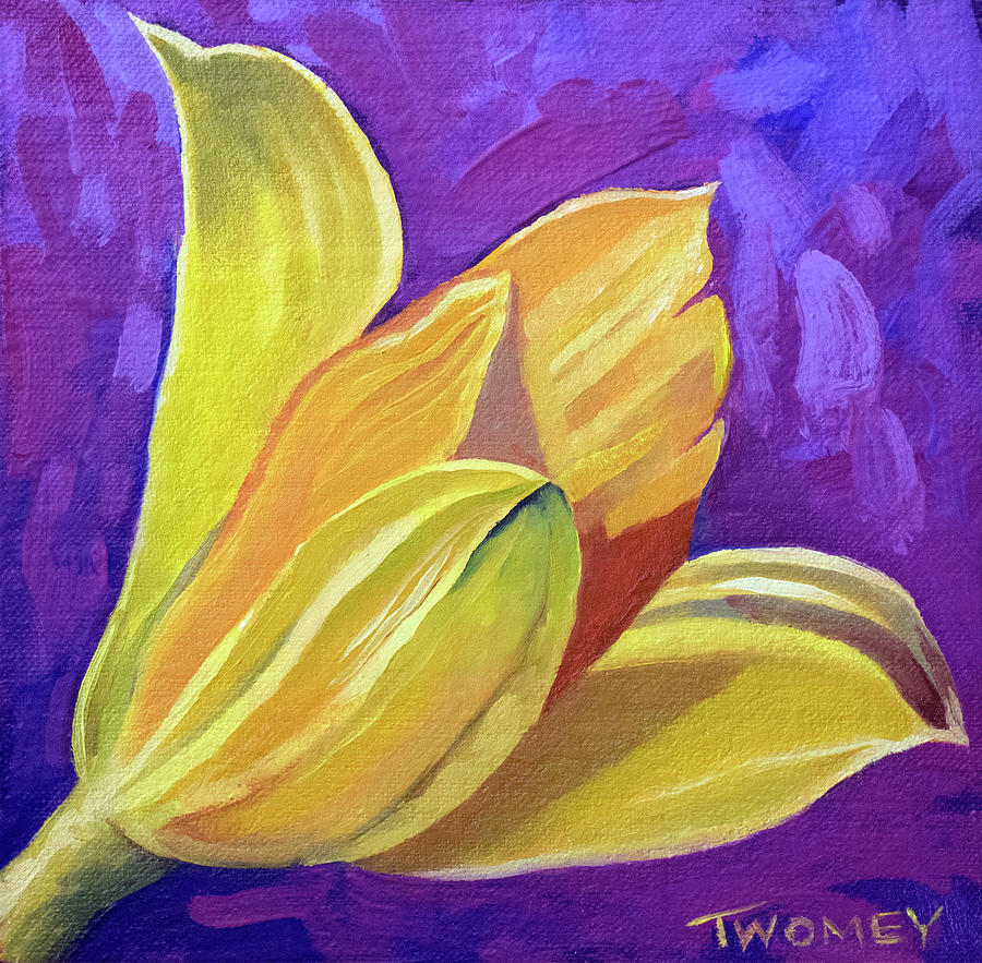 Yellow Lily Detailed Painting by Catherine Twomey