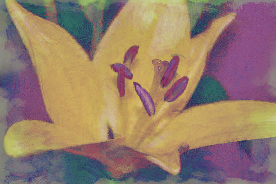 Yellow Lily Watercolor Style Abstract Digital Art by Gaby Ethington