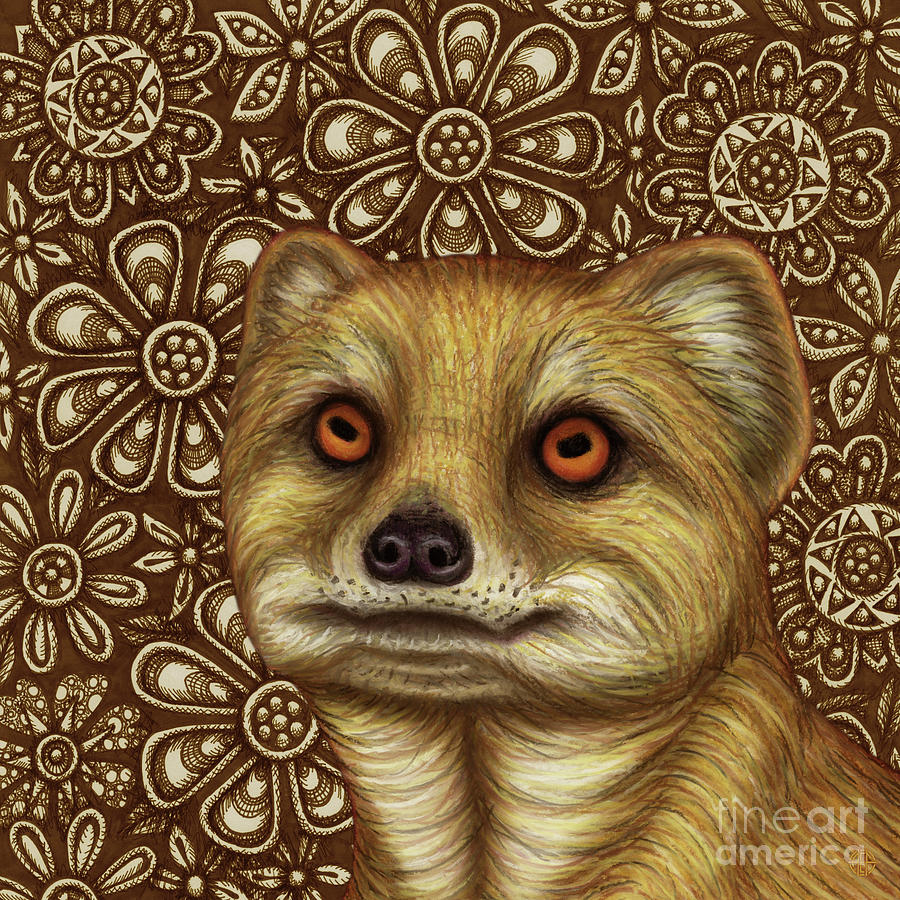Yellow Mongoose Floral Painting by Amy E Fraser