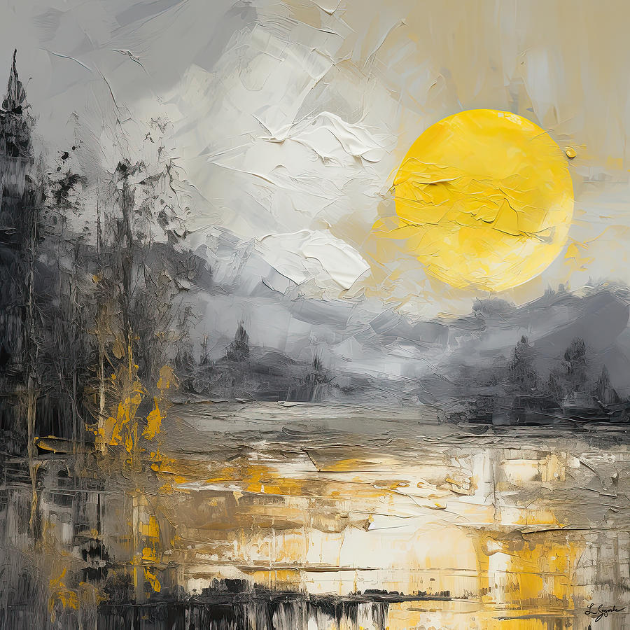 Yellow Moon Magic - Impressionist Landscapes Painting by Lourry Legarde