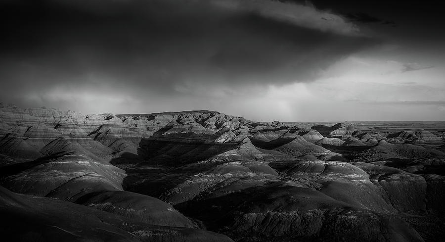 Yellow Mounds Badlands Black And White Photograph by Dan Sproul