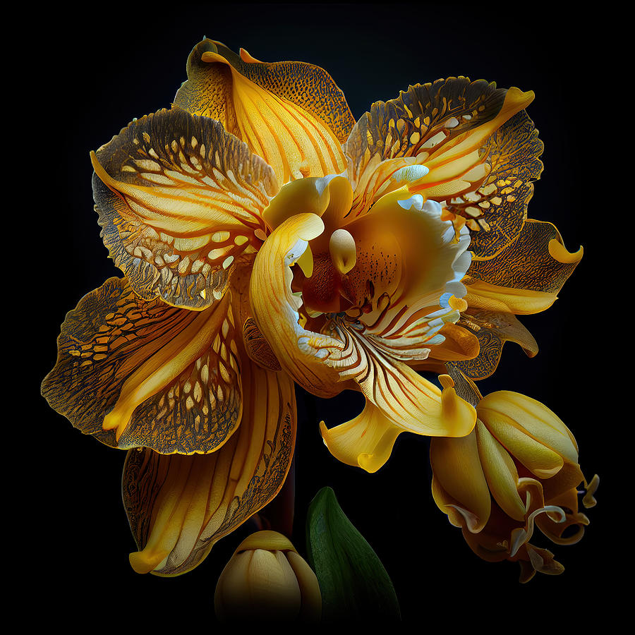 Yellow Orchid III - Majestic Orchids Collection Digital Art by Lily Malor