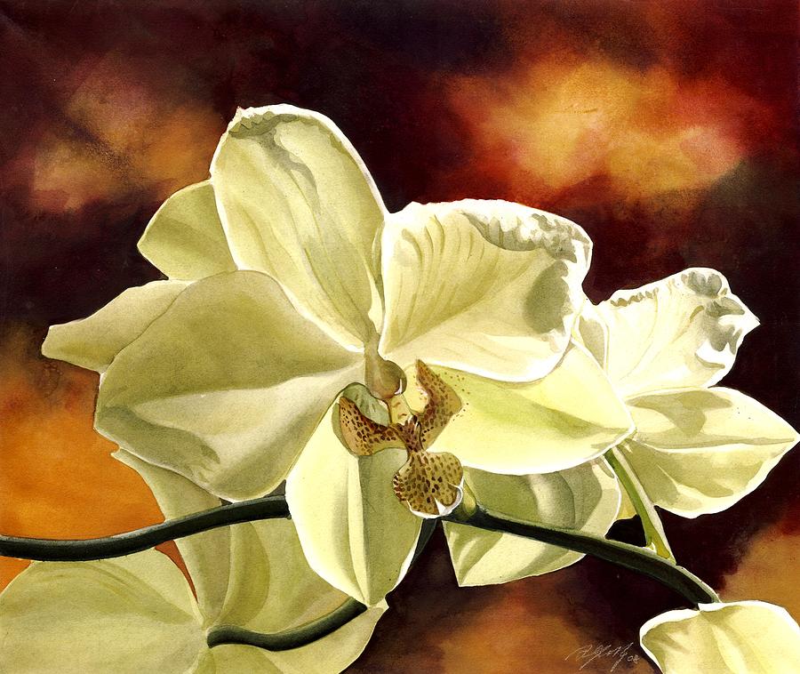 Yellow Orchids Painting by Alfred Ng