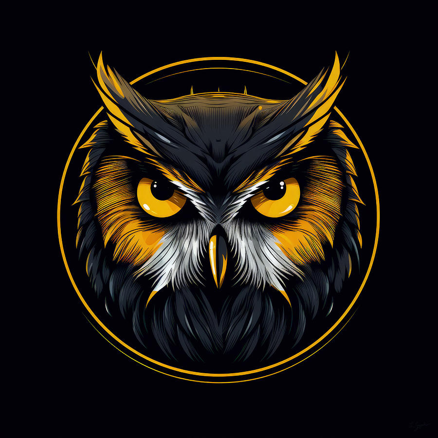 Yellow Owl Art Painting by Lourry Legarde