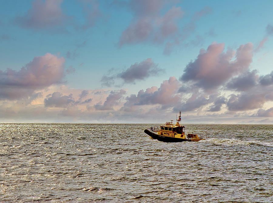 Yellow Pilot Boat at Dawn Photograph by Darryl Brooks