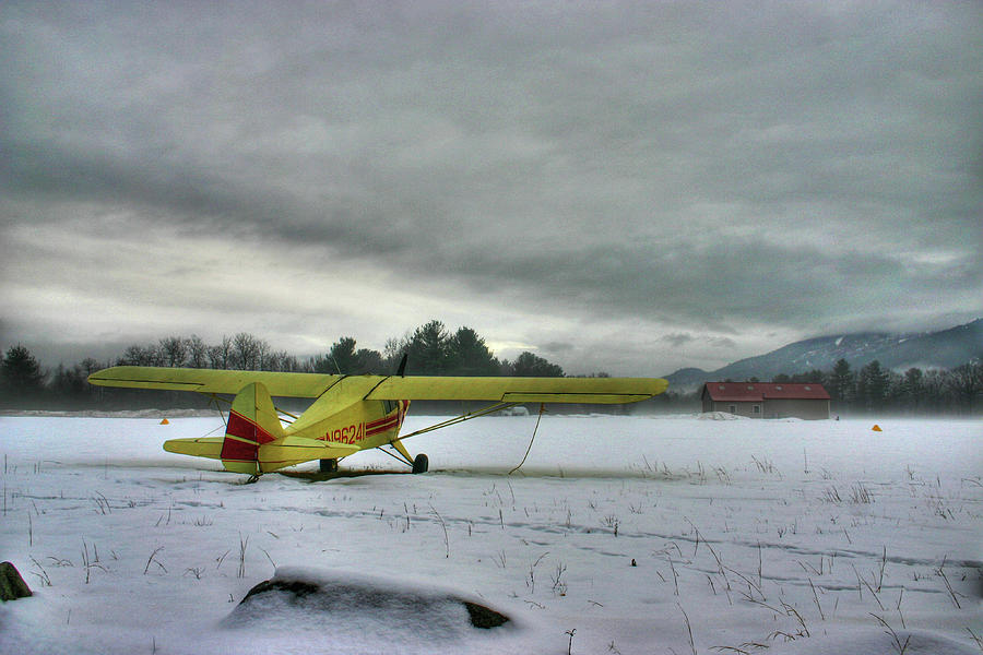 Yellow Plane in Winter Photograph by Wayne King