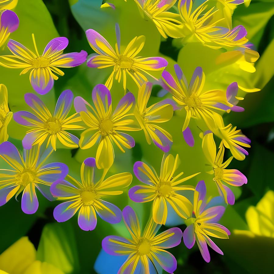 Yellow purple Flowers Digital Art by Beverly Read