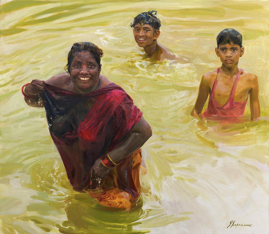 Yellow River Painting by Victoria Kharchenko