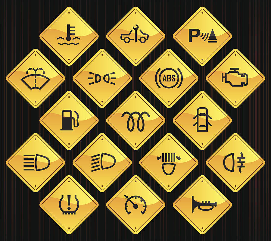 Yellow Road Signs - Car Control Indicators Drawing by Aaltazar