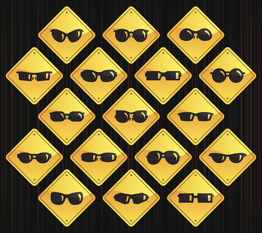 Yellow Road Signs - Sunglasses Drawing by Aaltazar