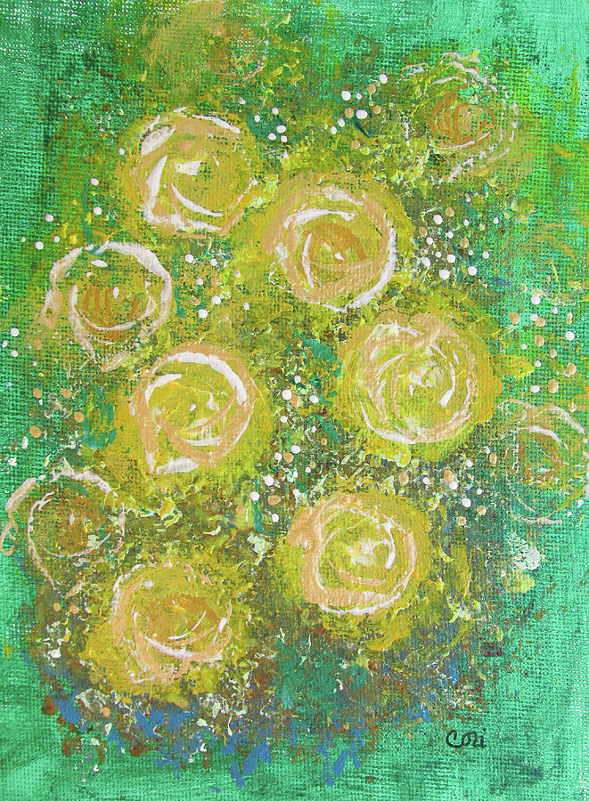 Yellow Rose Bouquet Painting by Corinne Carroll