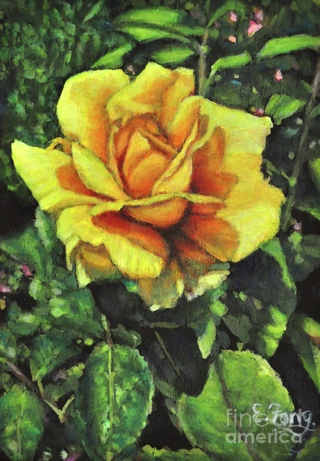 Yellow Rose Painting by Eileen  Fong