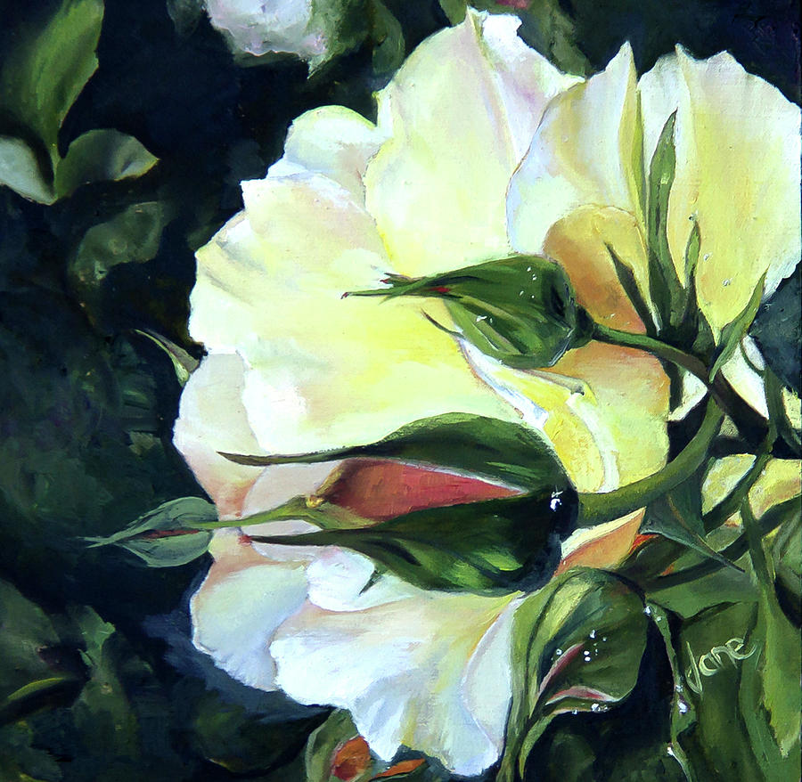 Yellow Rose - Friendship Painting by Nila Jane Autry