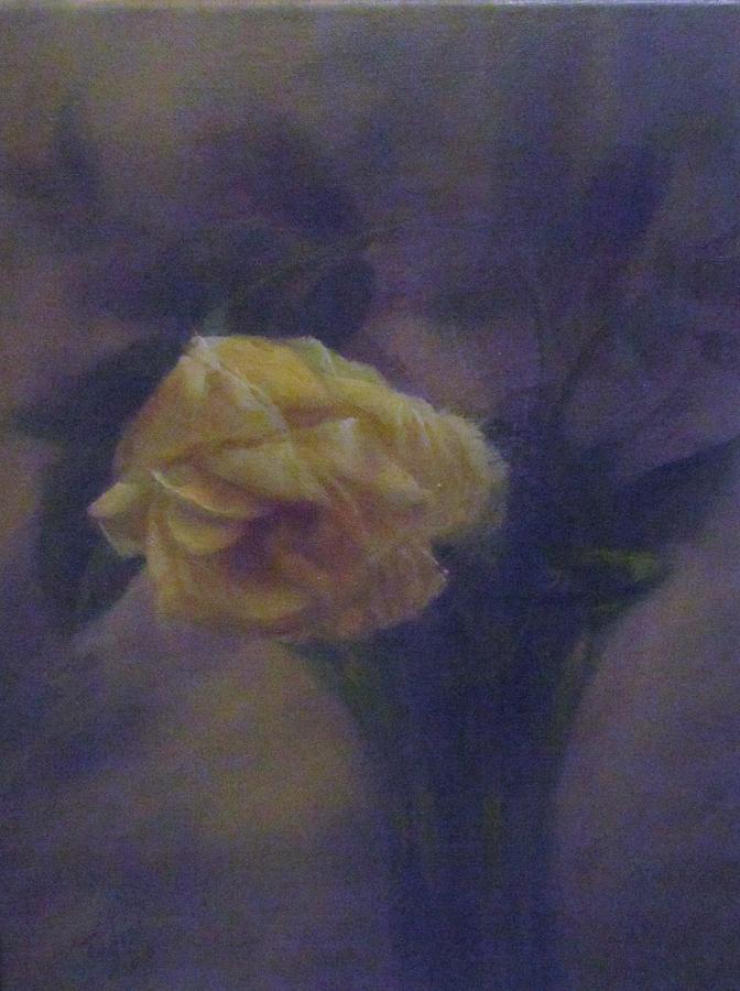 Yellow Rose in a Green Vase Painting by Bill Puglisi