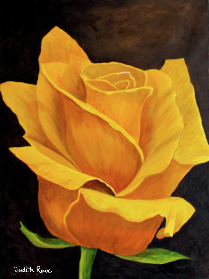 Yellow Rose Painting by Judith Rowe