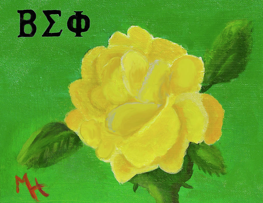 Yellow Rose of Beta Sigma Phi Painting by Margaret Harmon