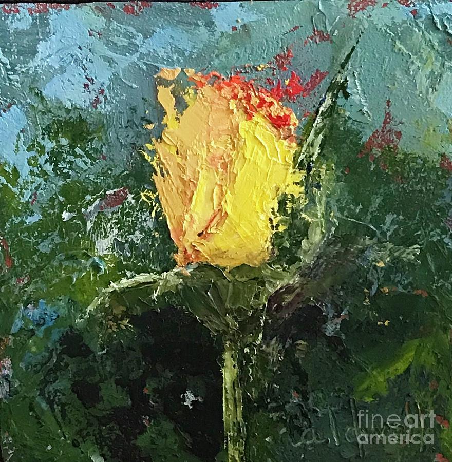 Yellow Rose Painting by Patricia Caldwell