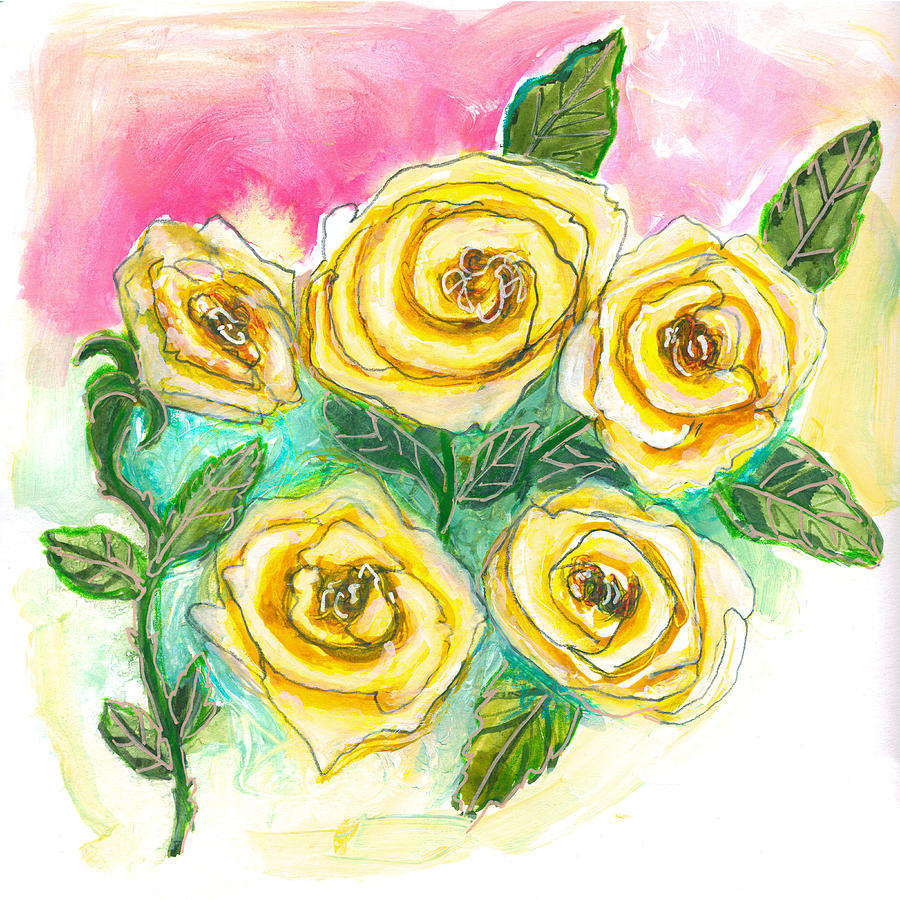 Yellow Roses Painting by Blenda Studio