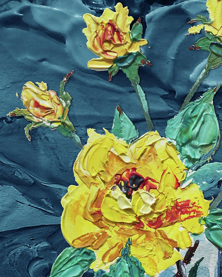 Yellow Roses Impressionism  Painting by Irina Sztukowski