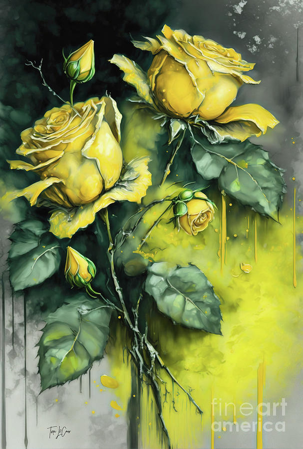 Yellow Roses Painting by Tina LeCour