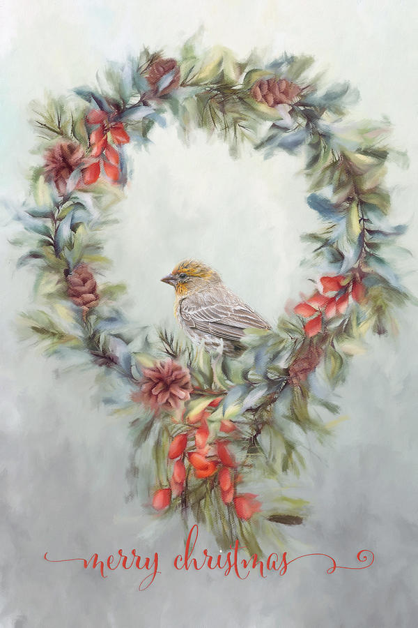 Yellow Rumped Warbler Christmas Photograph by Wes and Dotty Weber