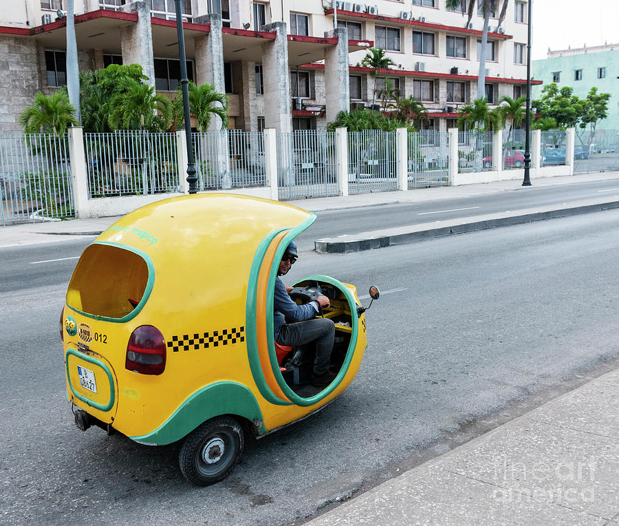 Yellow Scooter Cab In Havana Cuba Photograph By David Wood Fine Art