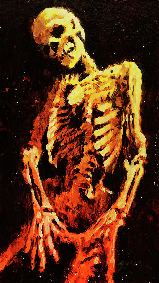 Yellow Skeleton Painting by Sv Bell