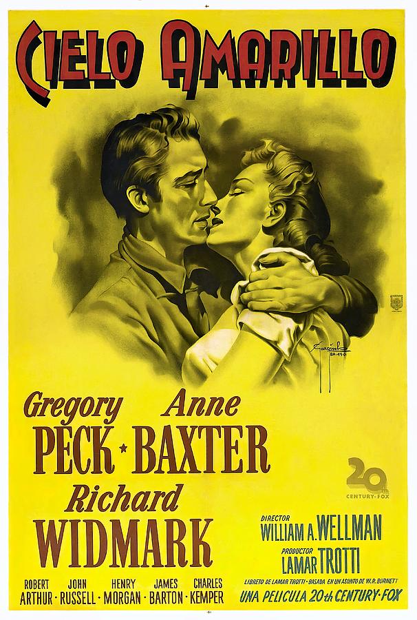 Gregory Peck Mixed Media - Yellow Sky - 1948 - art by Sergio Gargiulo by Movie World Posters
