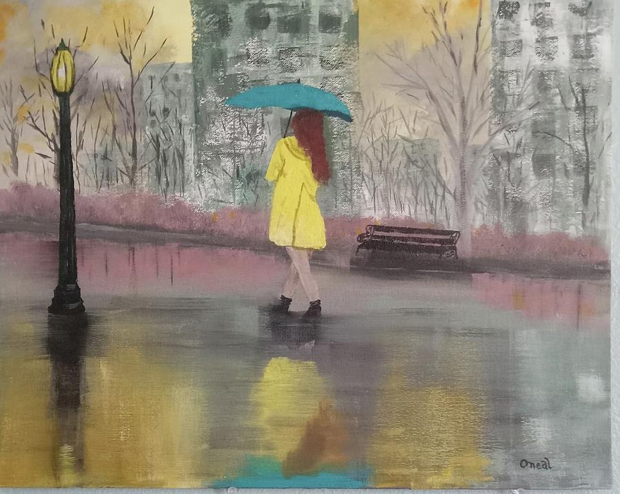 Yellow slicker Painting by Kevin Oneal