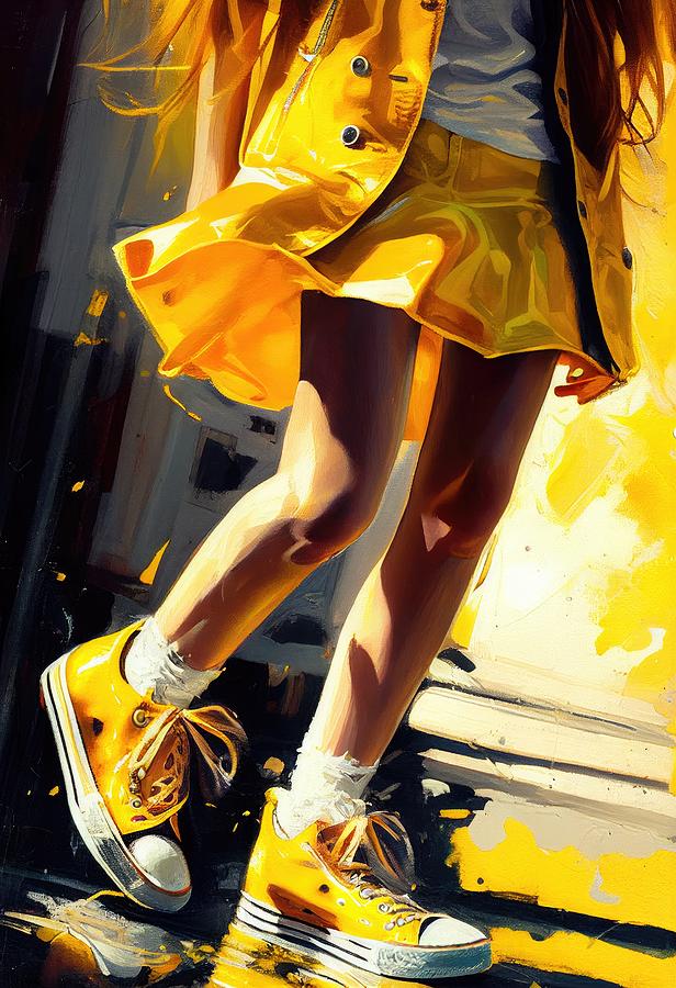 Sneaker Painting - Yellow Sneakers No.2 by My Head Cinema