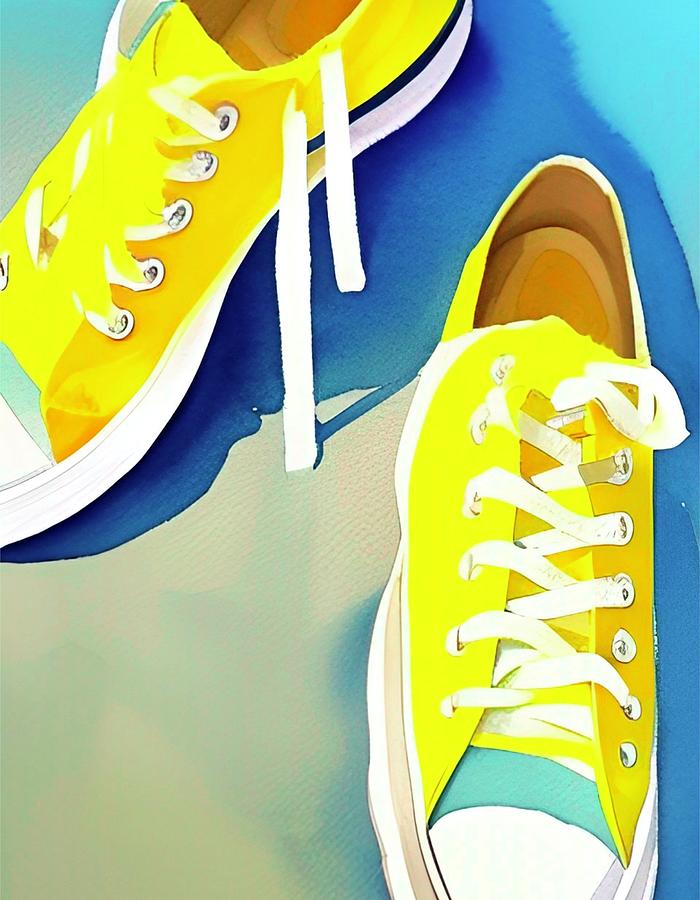 Yellow Sneakers Pop Art Painting by Bonnie Bruno