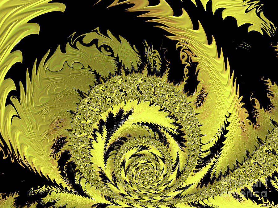 Abstract Digital Art - Yellow Spiral Mosaic by Elisabeth Lucas
