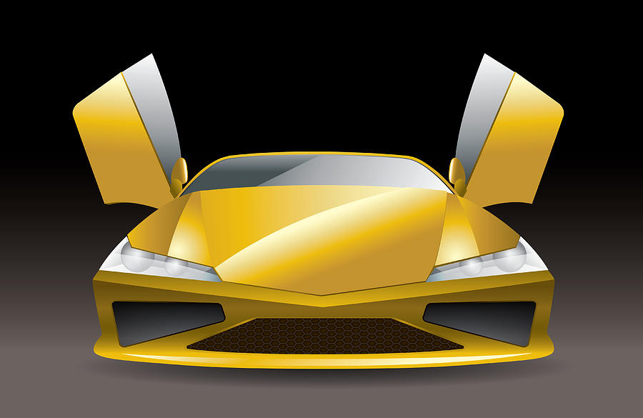 Yellow sports car Drawing by Lvcandy
