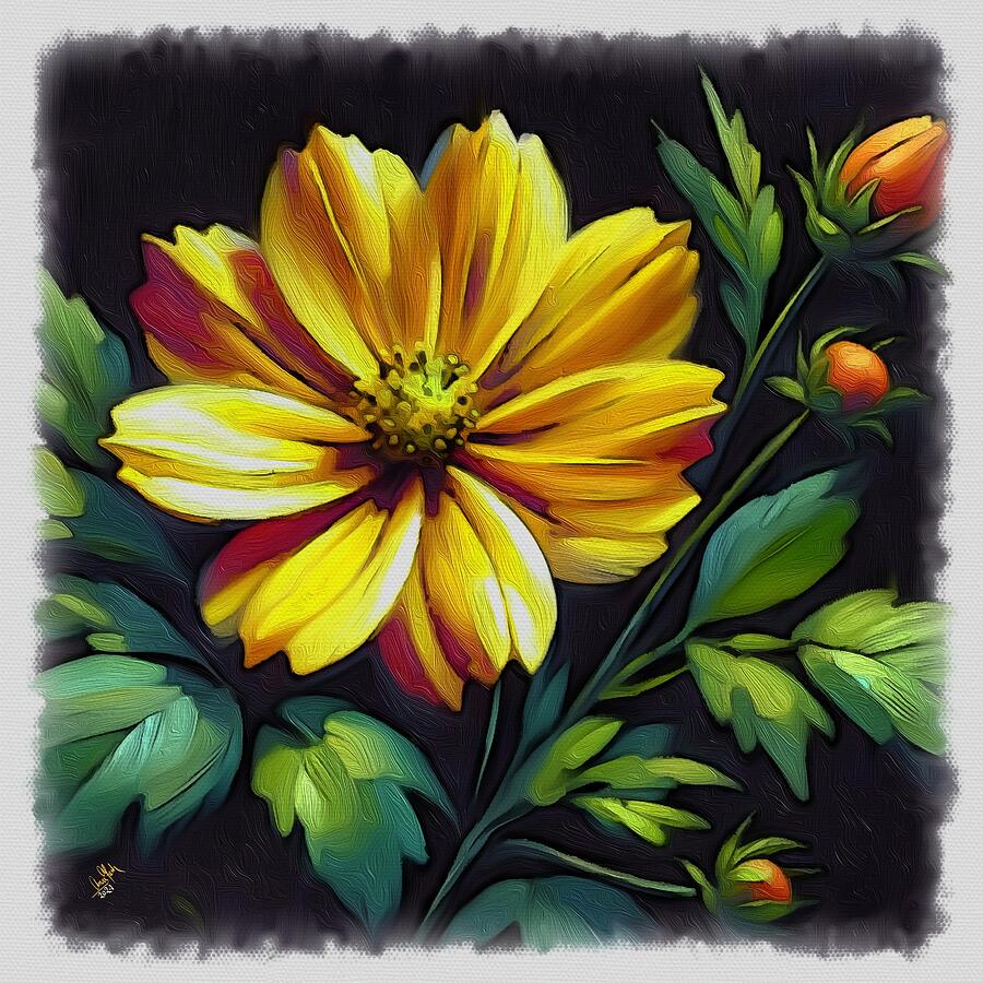 Yellow Spring Flower Painting by Anas Afash - Fine Art America