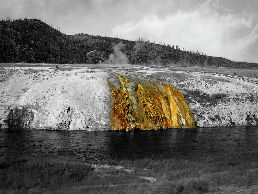 Yellow Stone at Yellowstone - Selective Color Photograph by Patti Deters