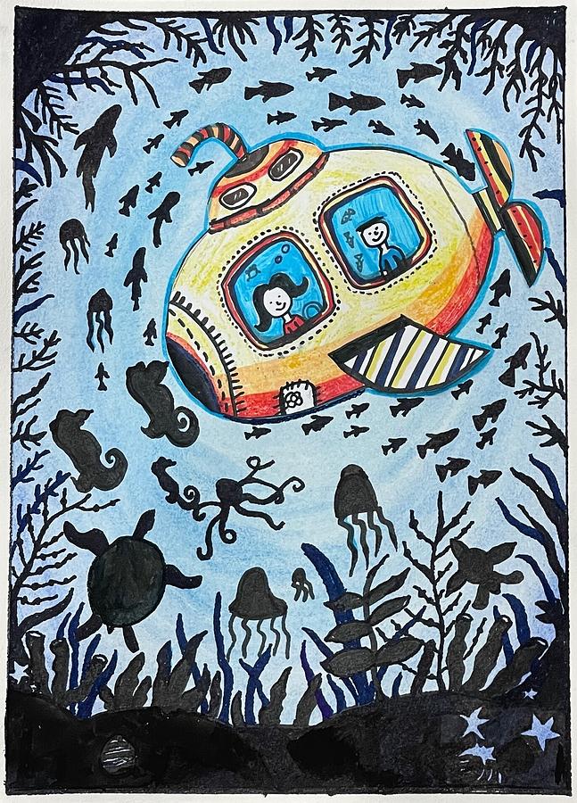 Animal Drawing - Yellow Submarine in Pacific Ocean by April Xie Grade 1 by California Coastal Commission