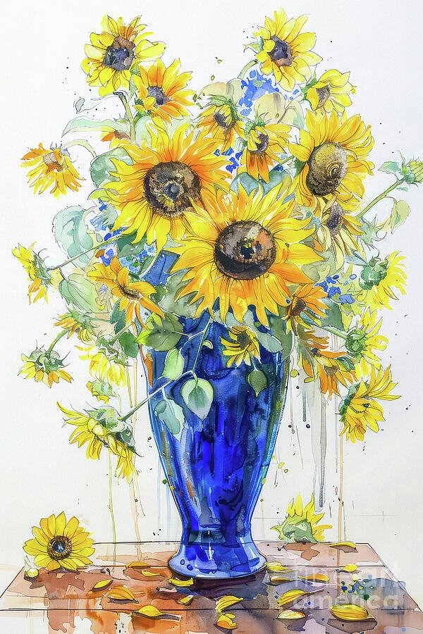 Yellow Summer Sunflowers Painting by Tina LeCour Yellow Summer Sunflowers Painting by Tina LeCour