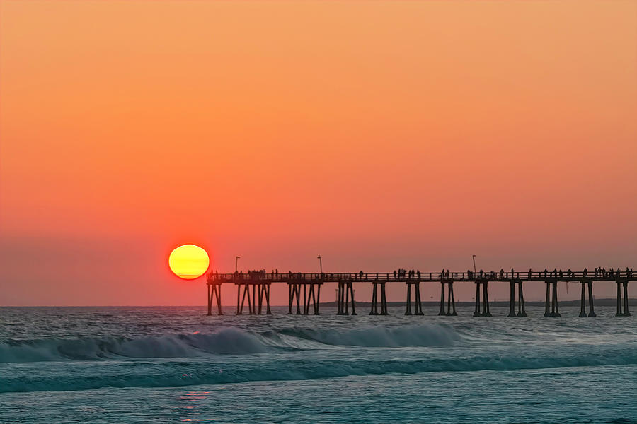 Yellow Sun at the End of the Pier Photograph by Lindsay Thomson