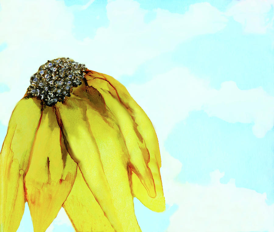 Yellow Sunflower Against A Blue Sky Painting by Deborah League
