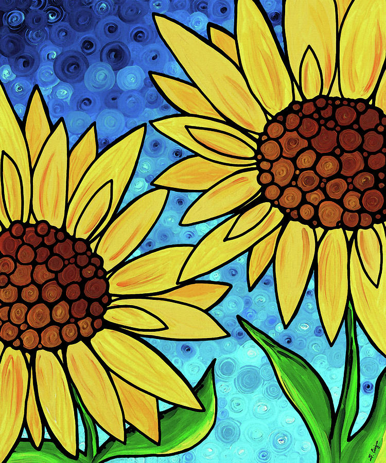 Sunflower Painting - Yellow Sunflowers by Sharon Cummings