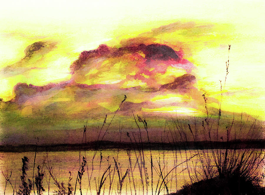 Yellow Sunset Painting by Lee Beuther