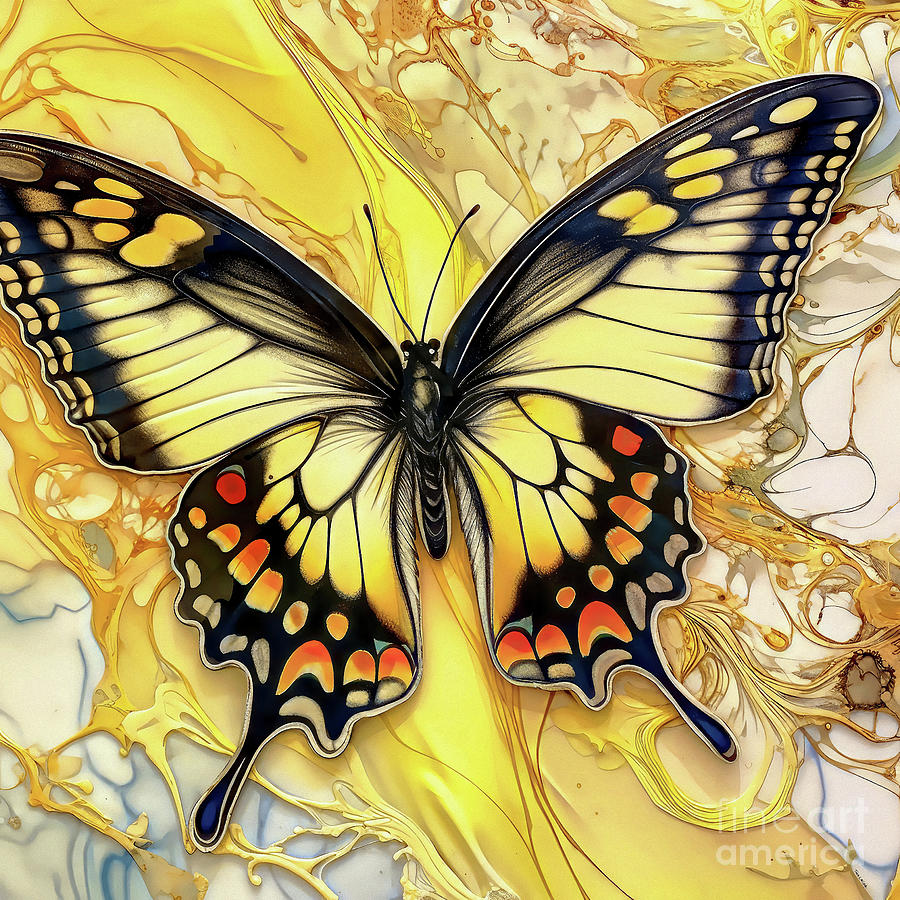 Butterfly Painting - Yellow Swallowtail Rapture by Tina LeCour