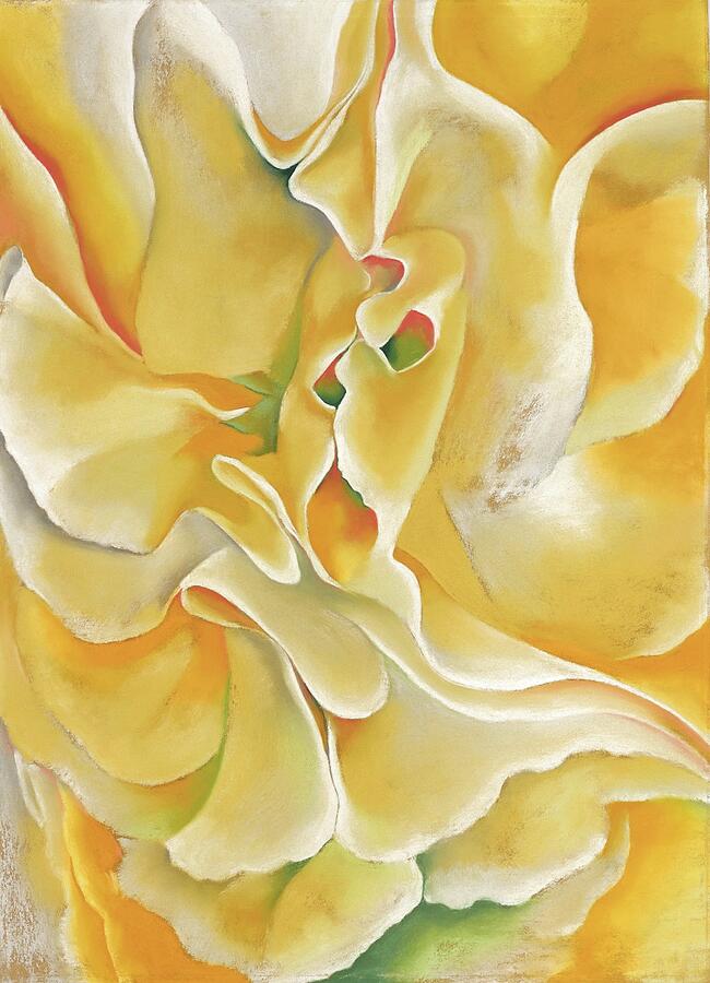 Yellow sweet peas - Modernist flower detail painting Painting by Georgia OKeeffe