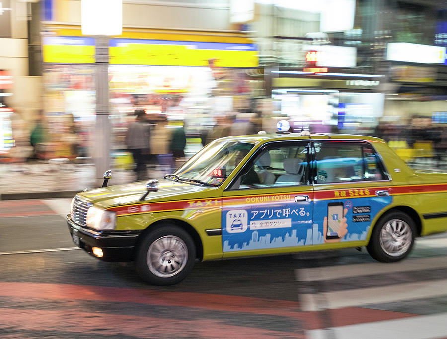 Yellow taxi cab Shibuya Photograph by David L Moore - Fine Art America